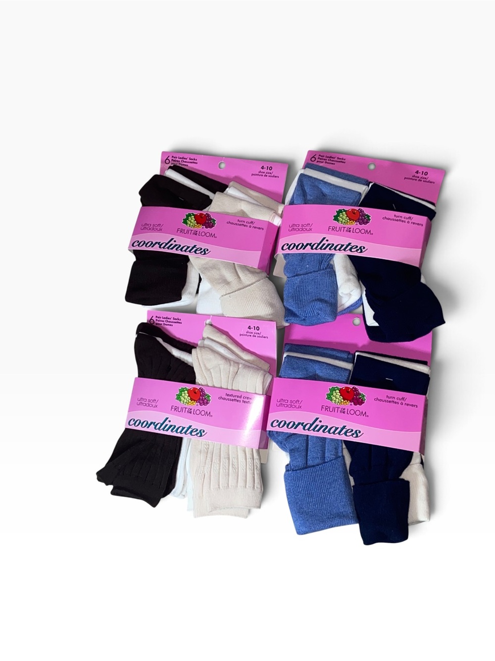 4 packs Fruit of the Loom Women’s Crew Socks Pack